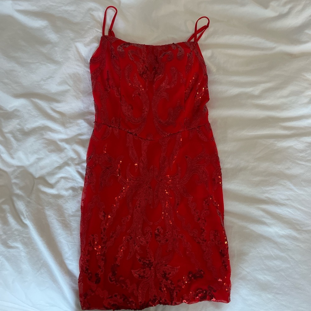 Red sequin homecoming dress size 2